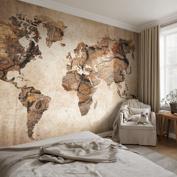 Samoprzylepna tapeta Drewniana mapa 104x70 Tulup