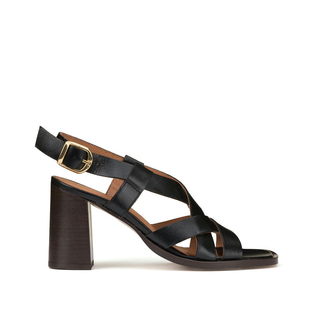 Sandales en cuir talon large