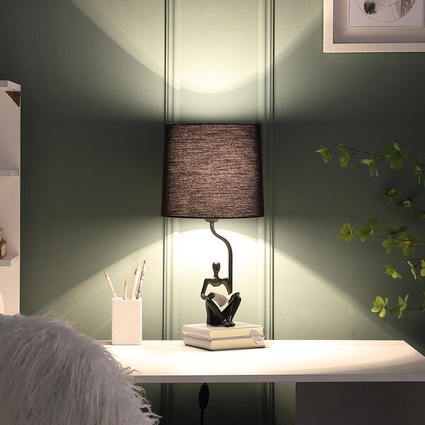 21" Modern Black Reader Sculpture Table Lamp - Small