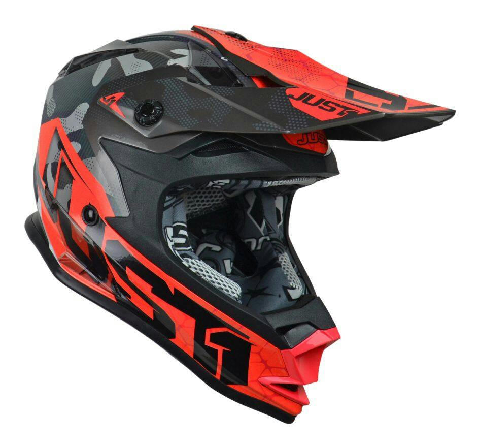 Just1 J32Y D-Ring Youth Kids MX Helmet, Removable Liner, Camo Red, Assorted Sizes