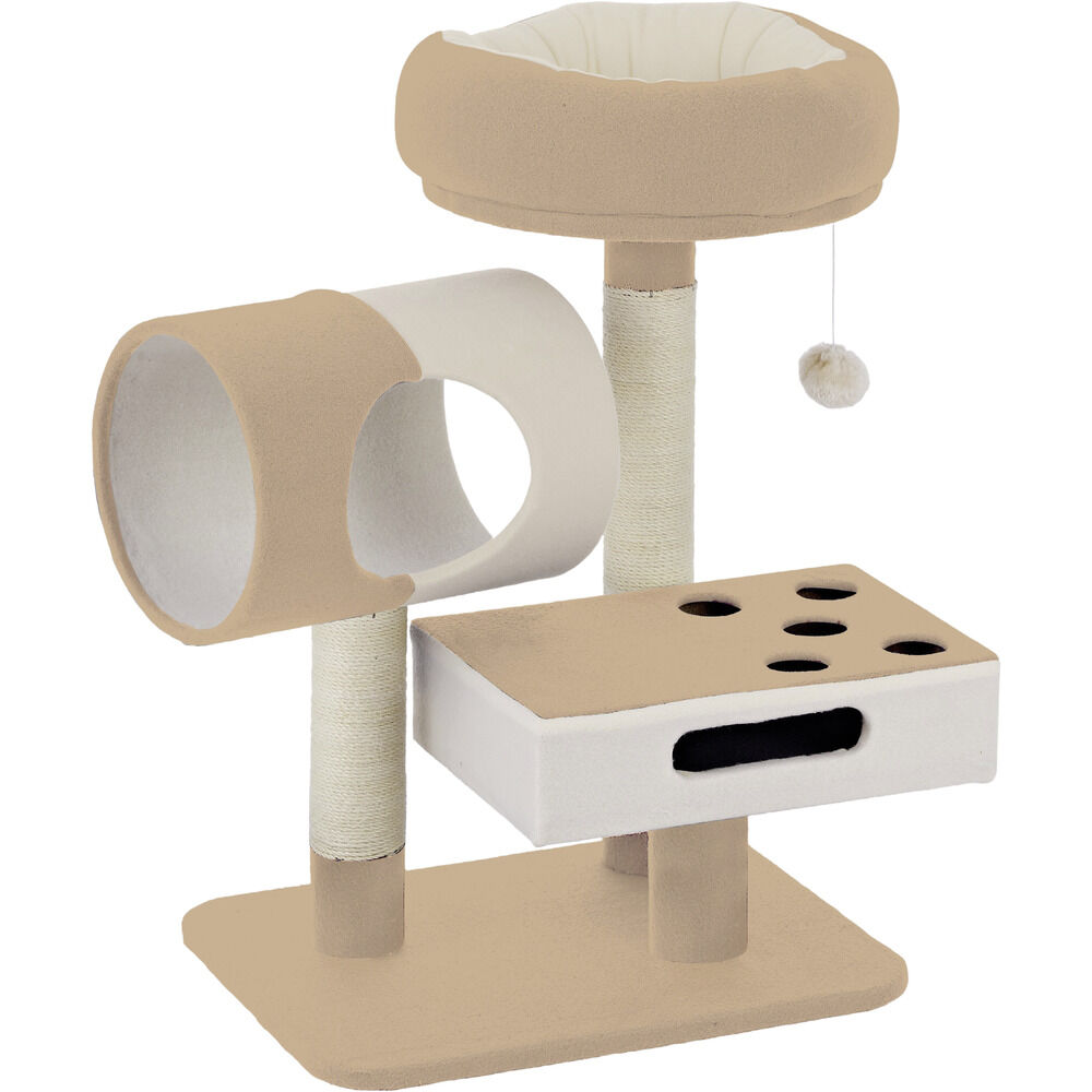Arbre à chat 3en1 couchage jeux grattoirs blanc et gris