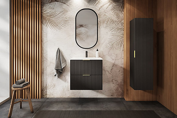 Meuble suspendu sous lavabo FLOW couleur noir60 cm