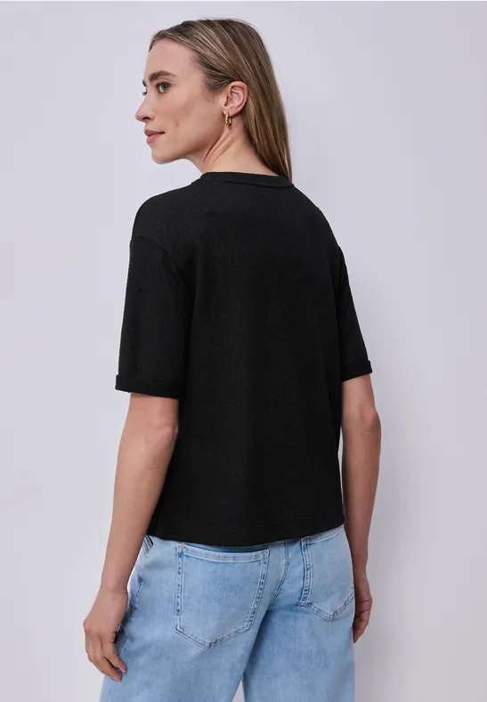 T-Shirt mit Rundhals im Strick-Look