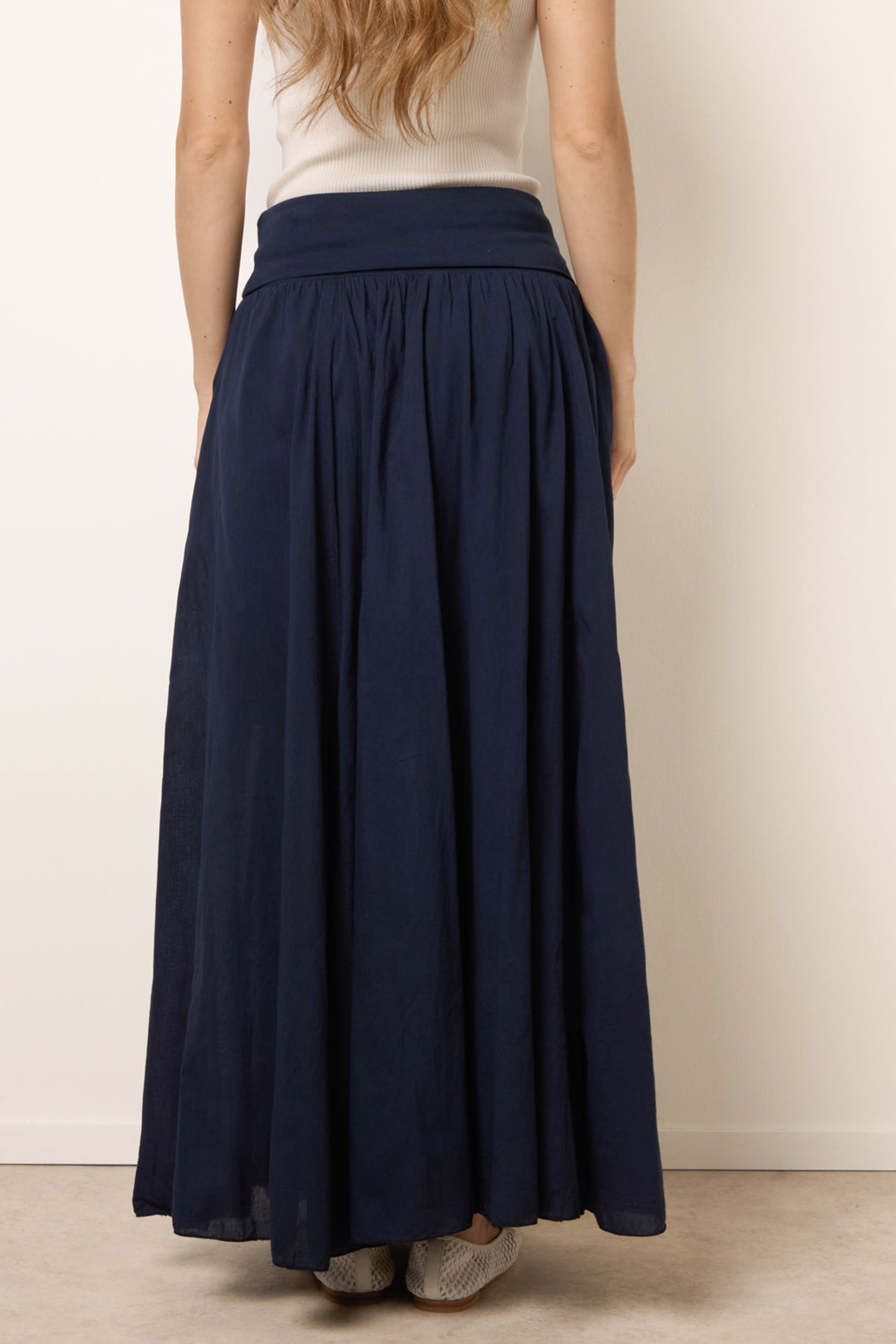 Blue Vanilla Navy Godet Hem Jersey Waist Skirt