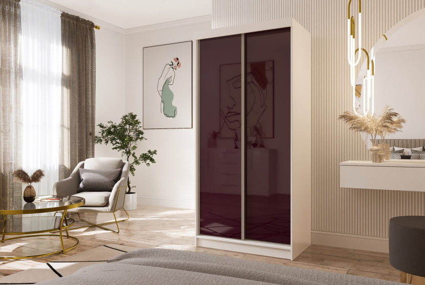 Szafa przesuwna dwudrzwiowa PARIS 125 cm fioletowy połysk
