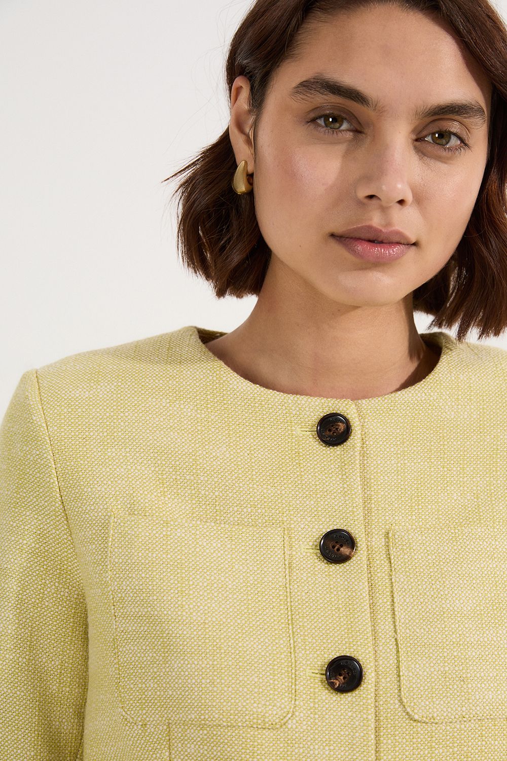 KarenMillen Spring Tweed Tailored Pocket Front Tailored Blazer