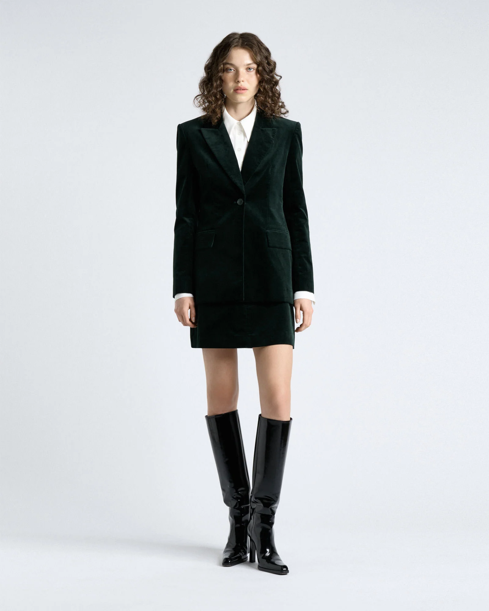 Jade Stretch Velvet Mini Skirt