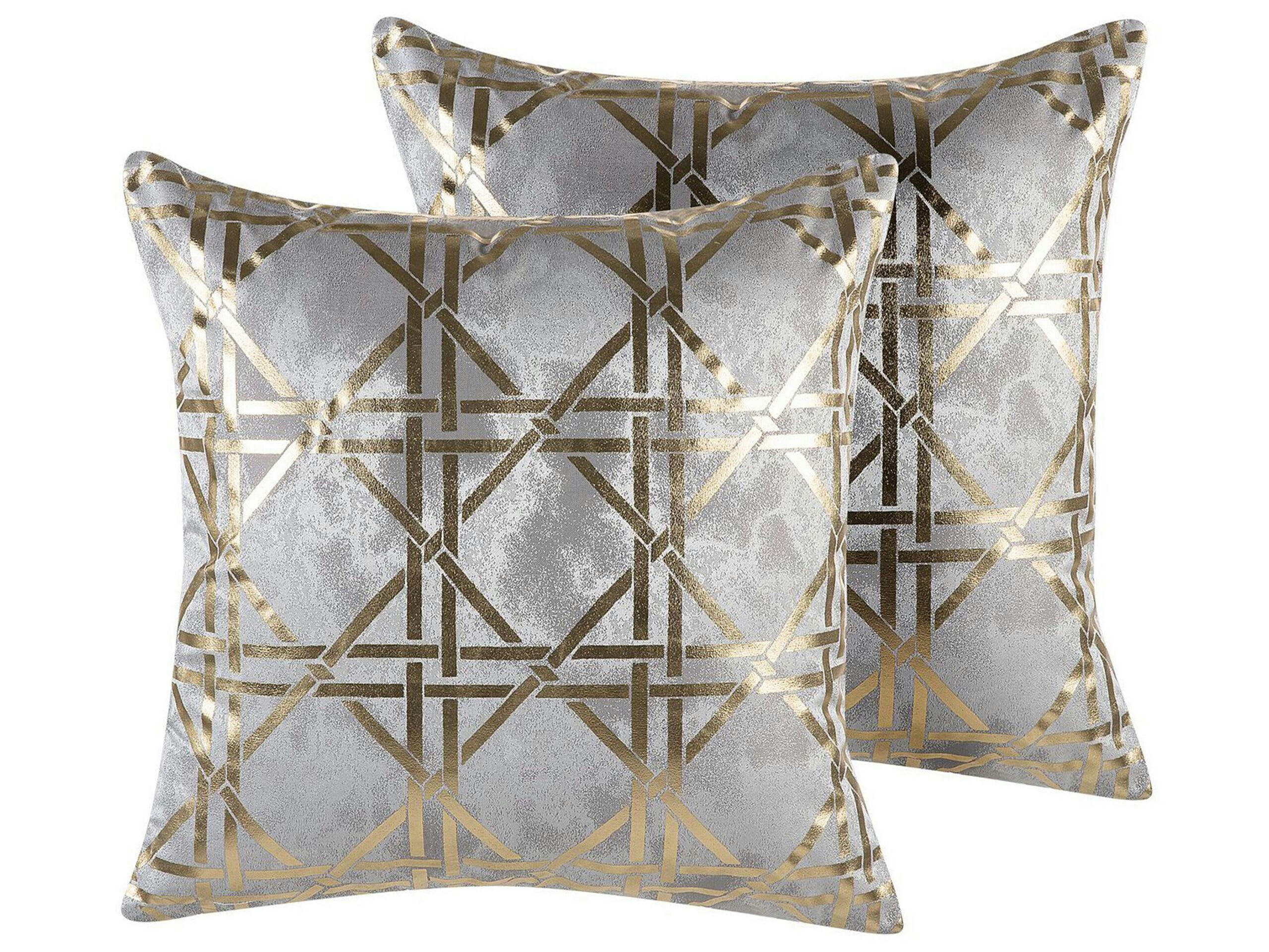 CASSIA - Lot de 2 coussin décoratifs en tissu gris 45x12cm