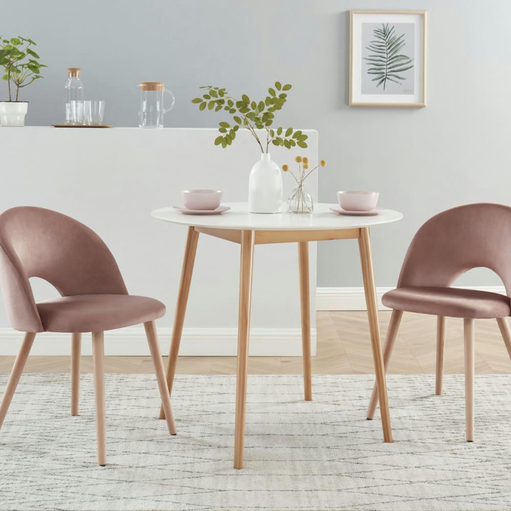 BRATINA - Lot de 2 chaises en velours vieux rose