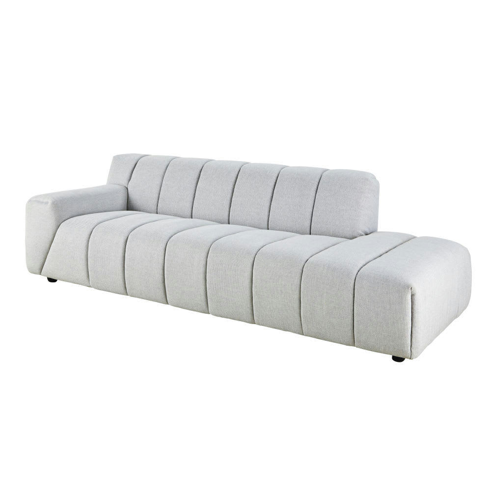 Snoop - Canapé 3 places matelassé gris clair chiné