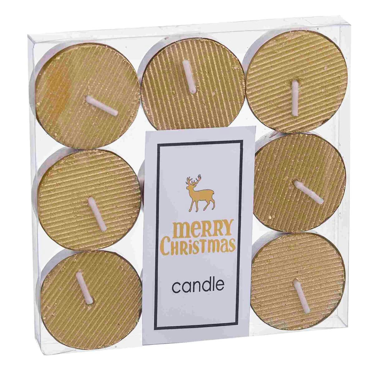 NOEL - Carton de 9 Bougies chauffe-plat dorées pailletées