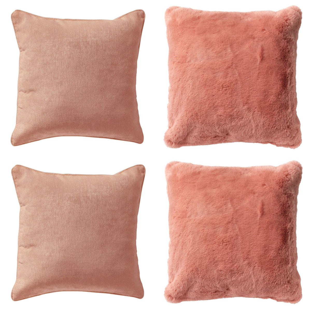 KUSSENSET - 4-delig - Soft Elegance - 45x45 cm - inclusief binnenkussens - roze