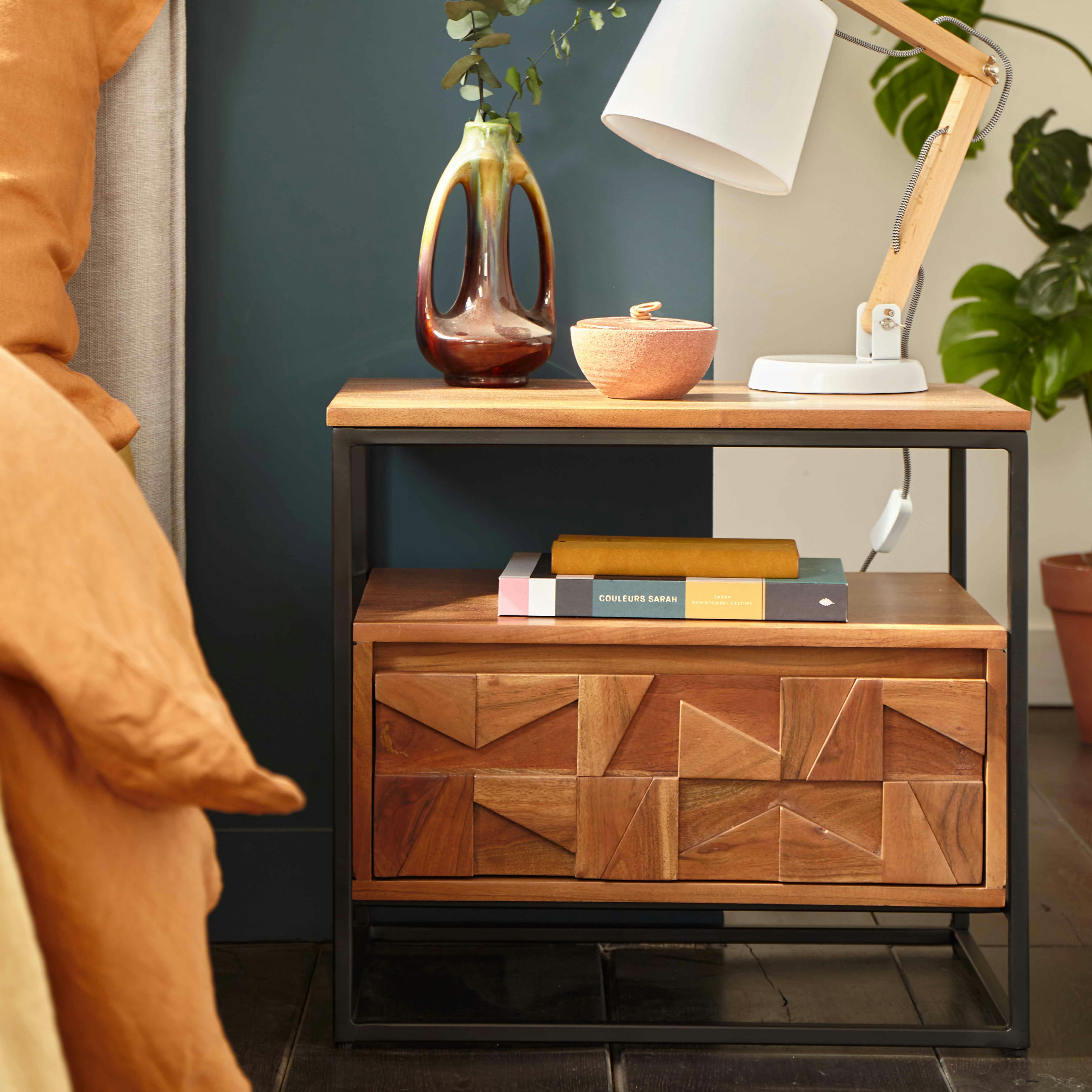 LETELS - Table de chevet en acacia massif