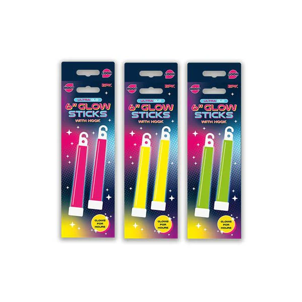 Hoot Ultra Glo Sticks With Hook 2 Pack