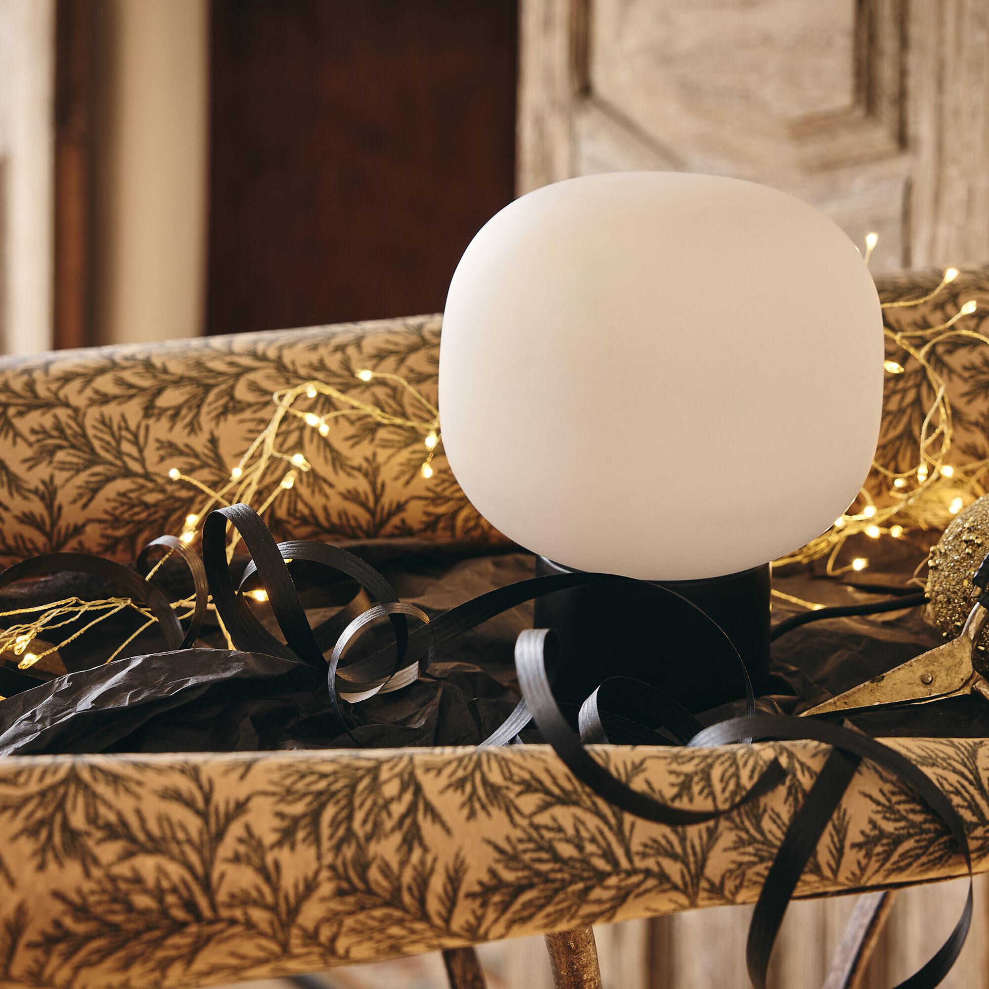 CAMILLE - Lampe à poser électrifiée en verre et en fer - noir
