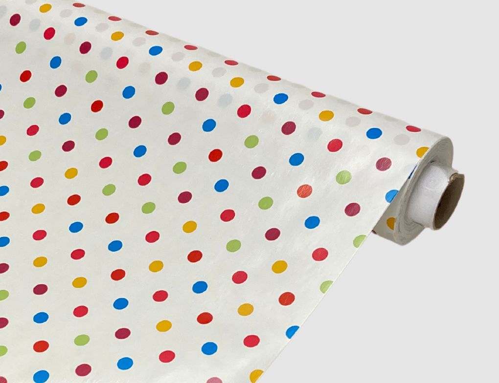Wachstuch Pünktchen Weiß, Bunt