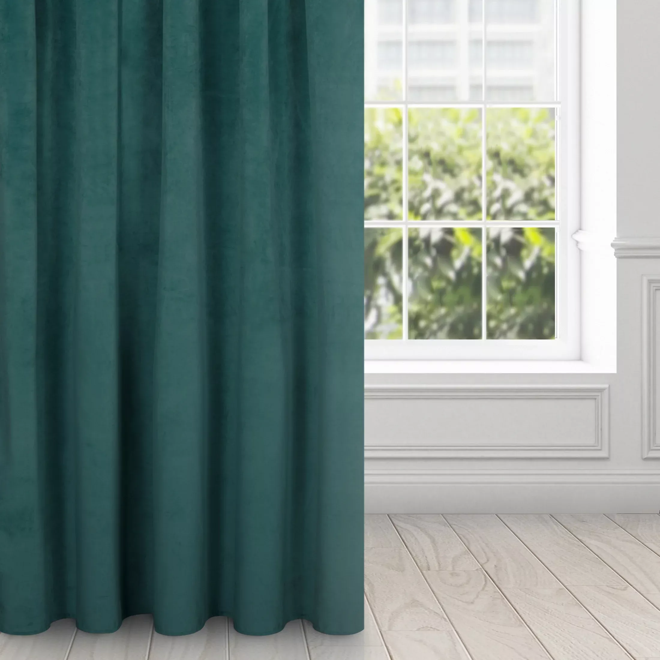 Zasłona ciemnoturkusowa z ekskluzywnego aksamitnego welwetu 290 g/m2 140x270 cm taśma - RIA - Diva Line