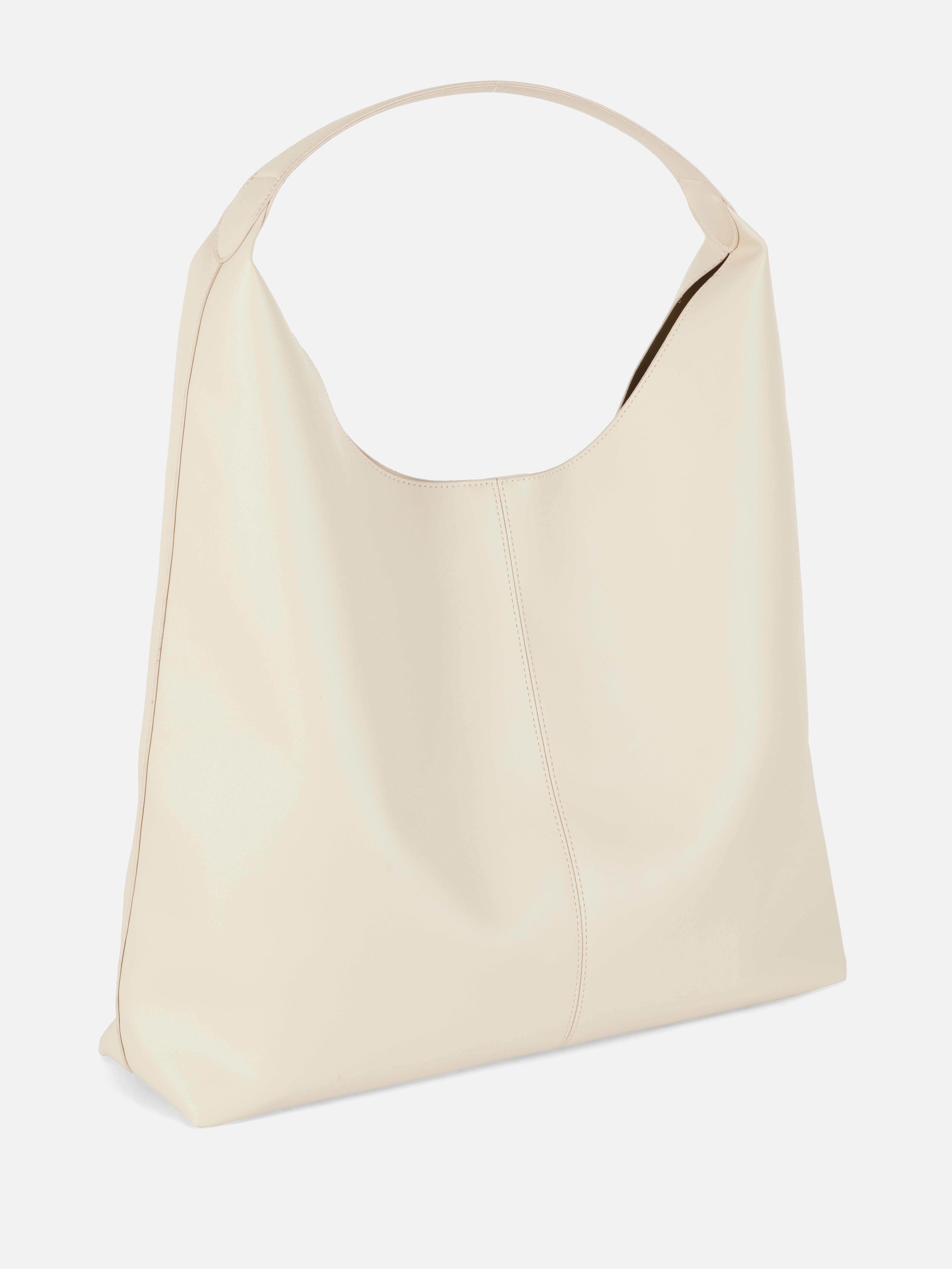 Faux Leather Scoop Shopper Bag