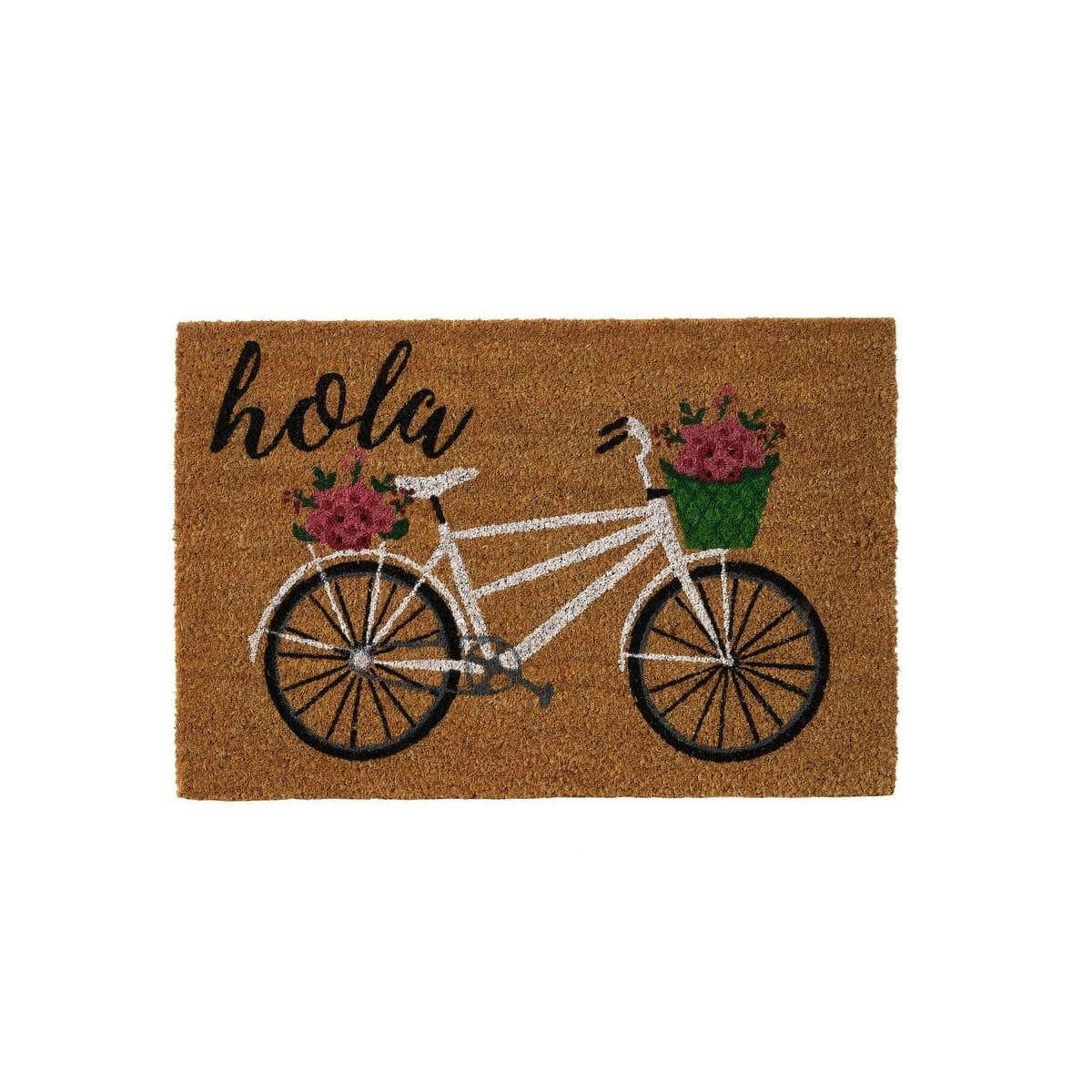 - Paillasson coco multicolore vélo fleuri hola 60x40x1,5cm