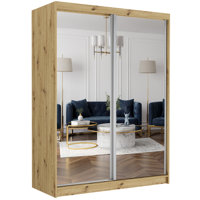 Szafa przesuwna 150 cm z 2 lustrami FRAMIRE Rivano II artisan