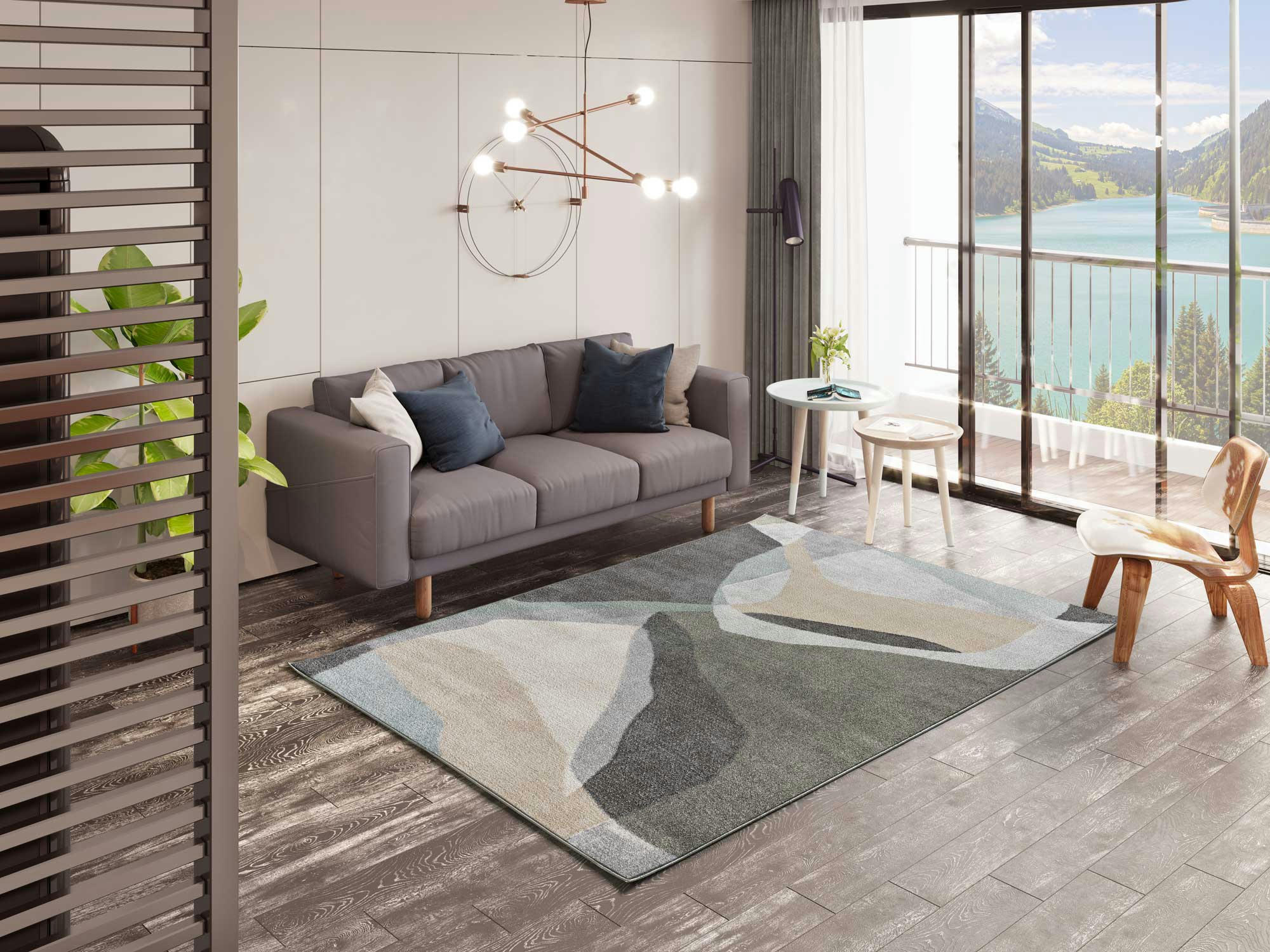 AYDIN - Tapis abstrait multicolore, 120X170 cm