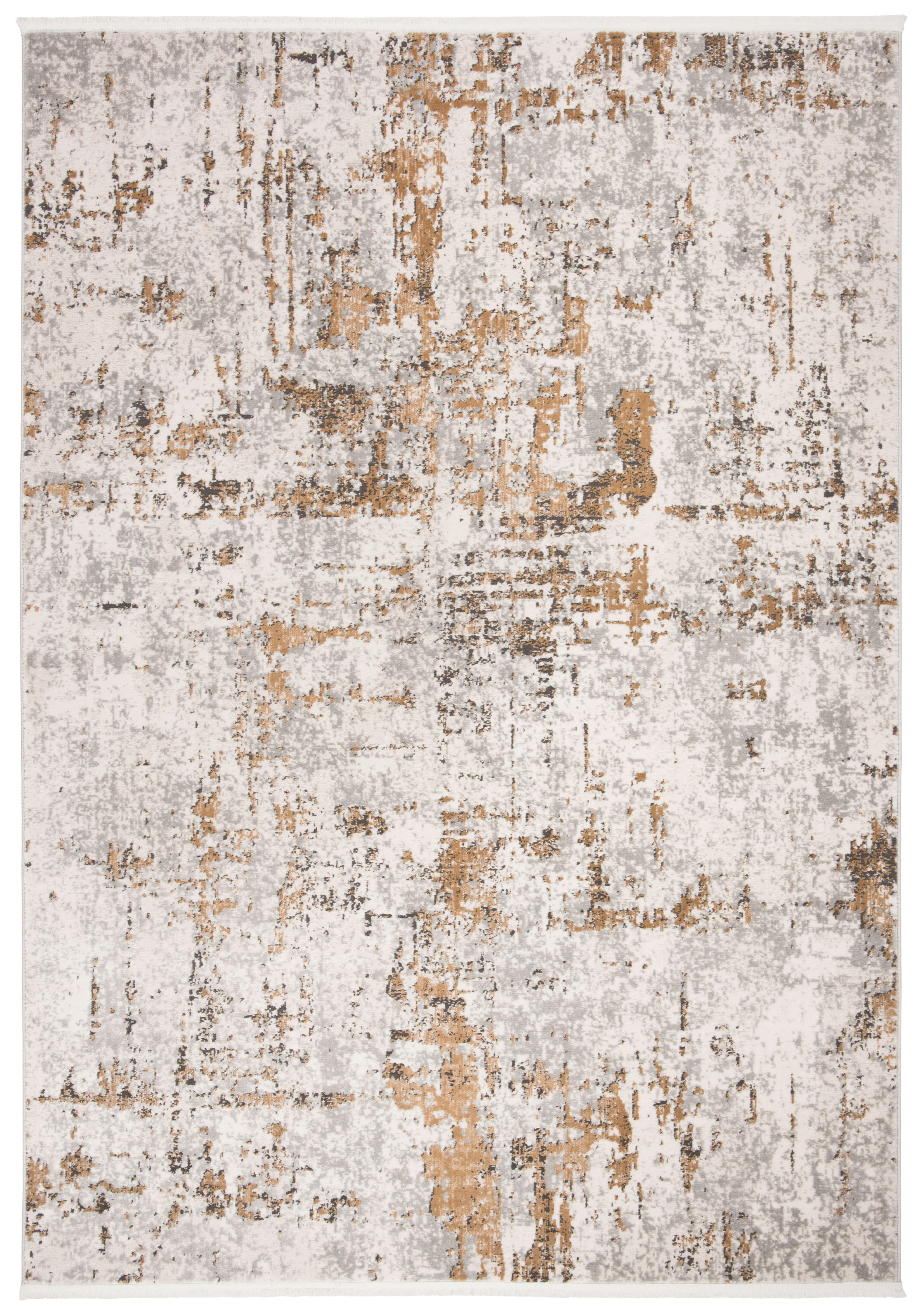 SHIVAN - Tapis de salon interieur en gris & or, 122 x 183 cm