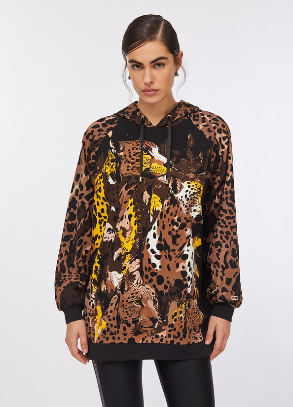Felpa con stampa animalier