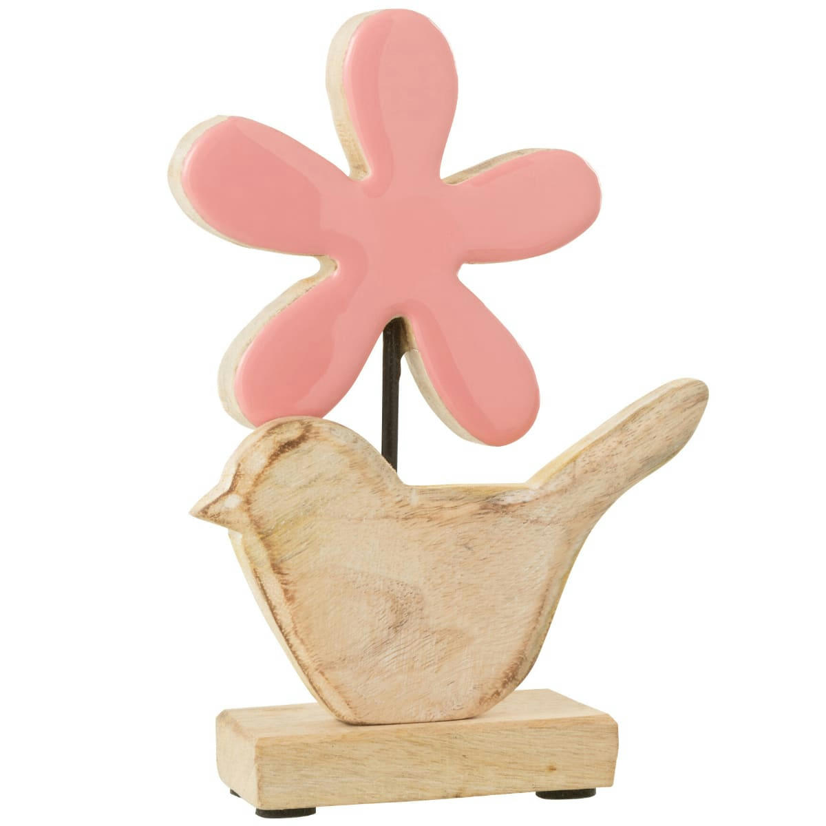 - Figurine oiseau et fleur en bois de rose 20 cm