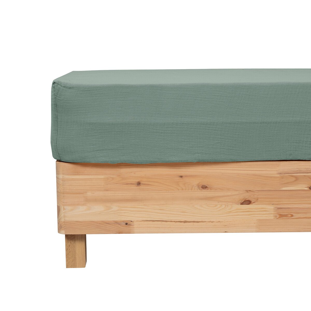 Lençol ajustável FLORA verde em algodão 140x190cm