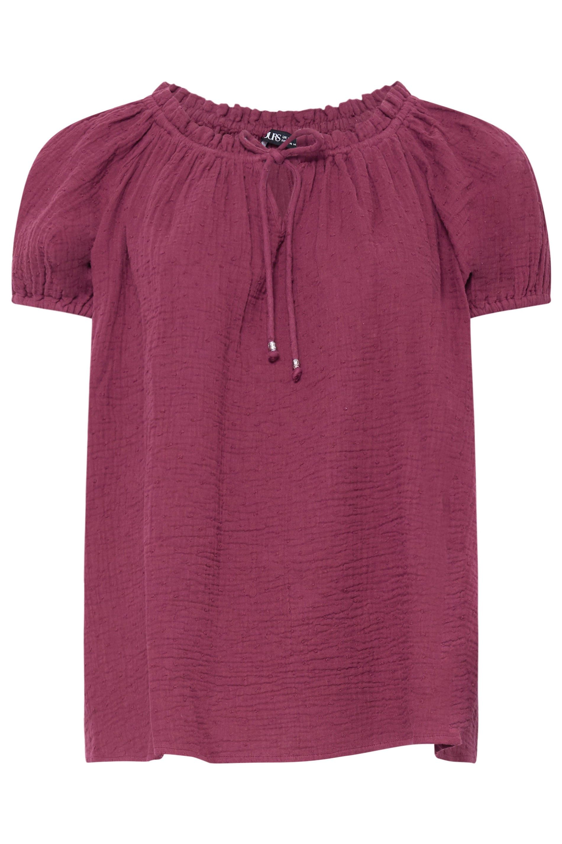 Yours Dobby Bardot Cheesecloth Top