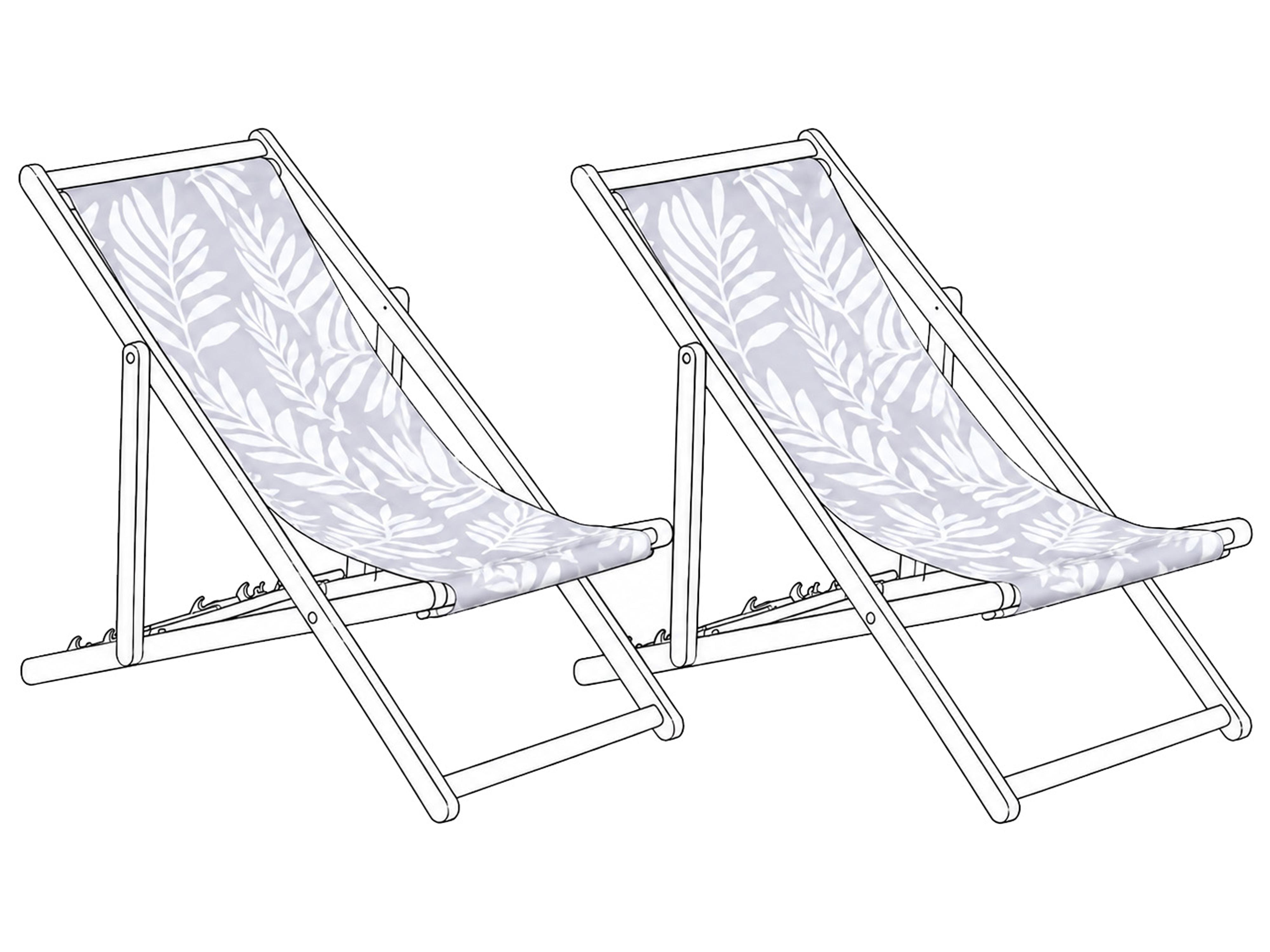 Set of 2 Sun Lounger Replacement Fabrics ANZIO/AVELLINO 113 x 44 cm Grey