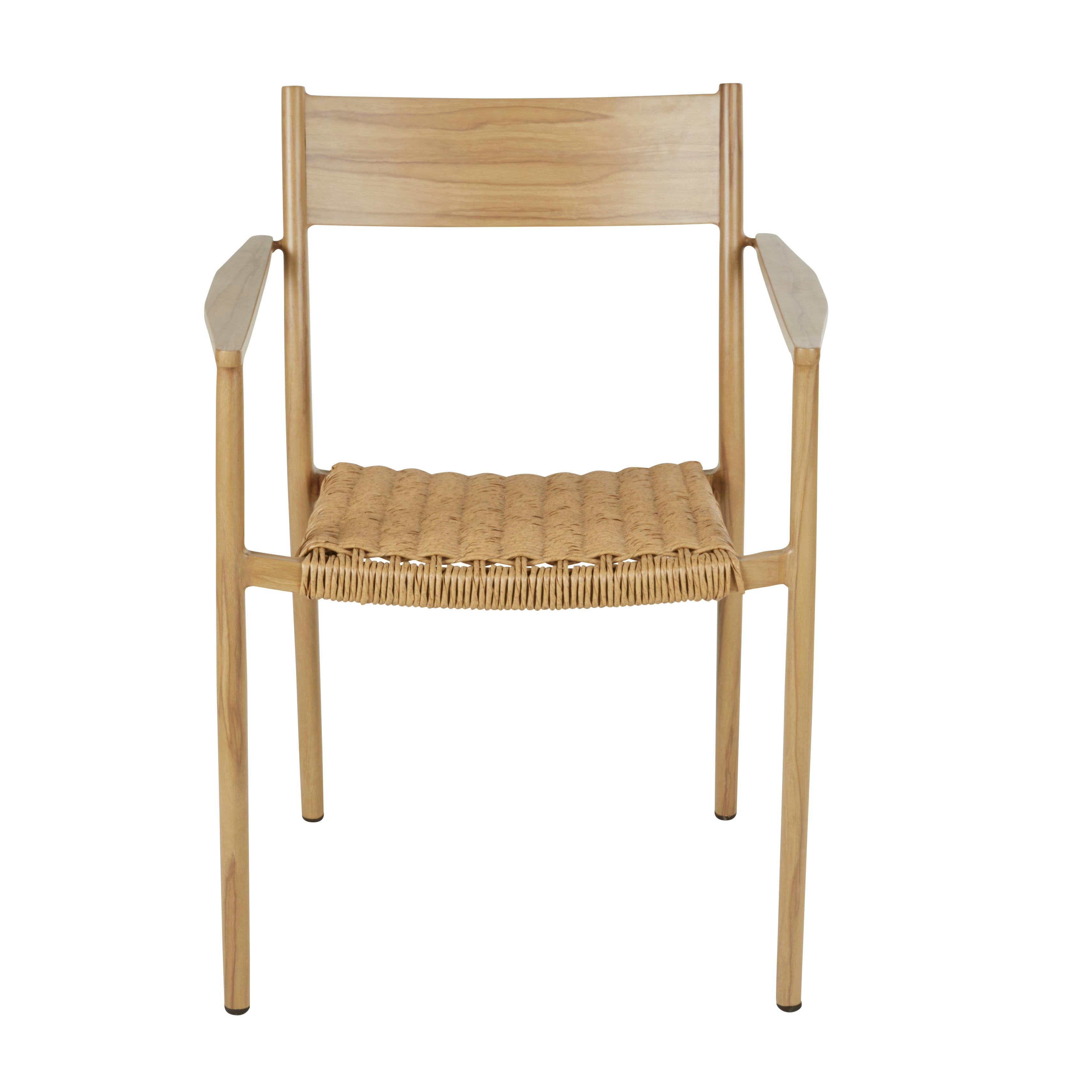 Lidy - Fauteuil à dîner de jardin en résine recyclée imitation rotin et aluminium imitation bois