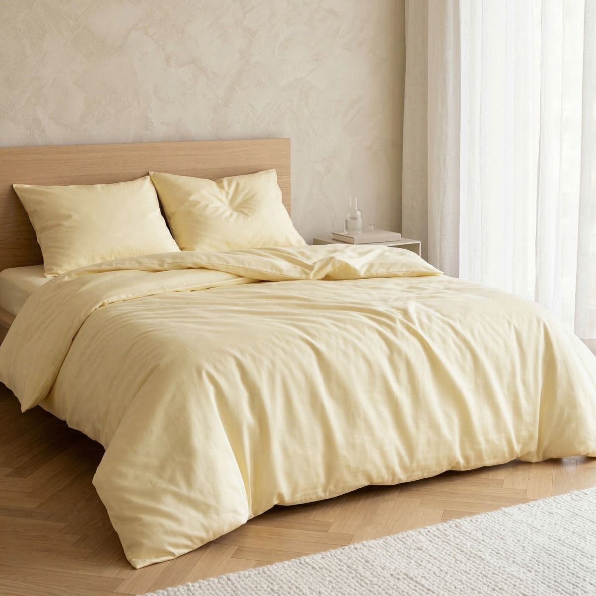 Pościel AVELIA satynowa z domieszką wiskozy żółta 160x200   2*70x80 cm