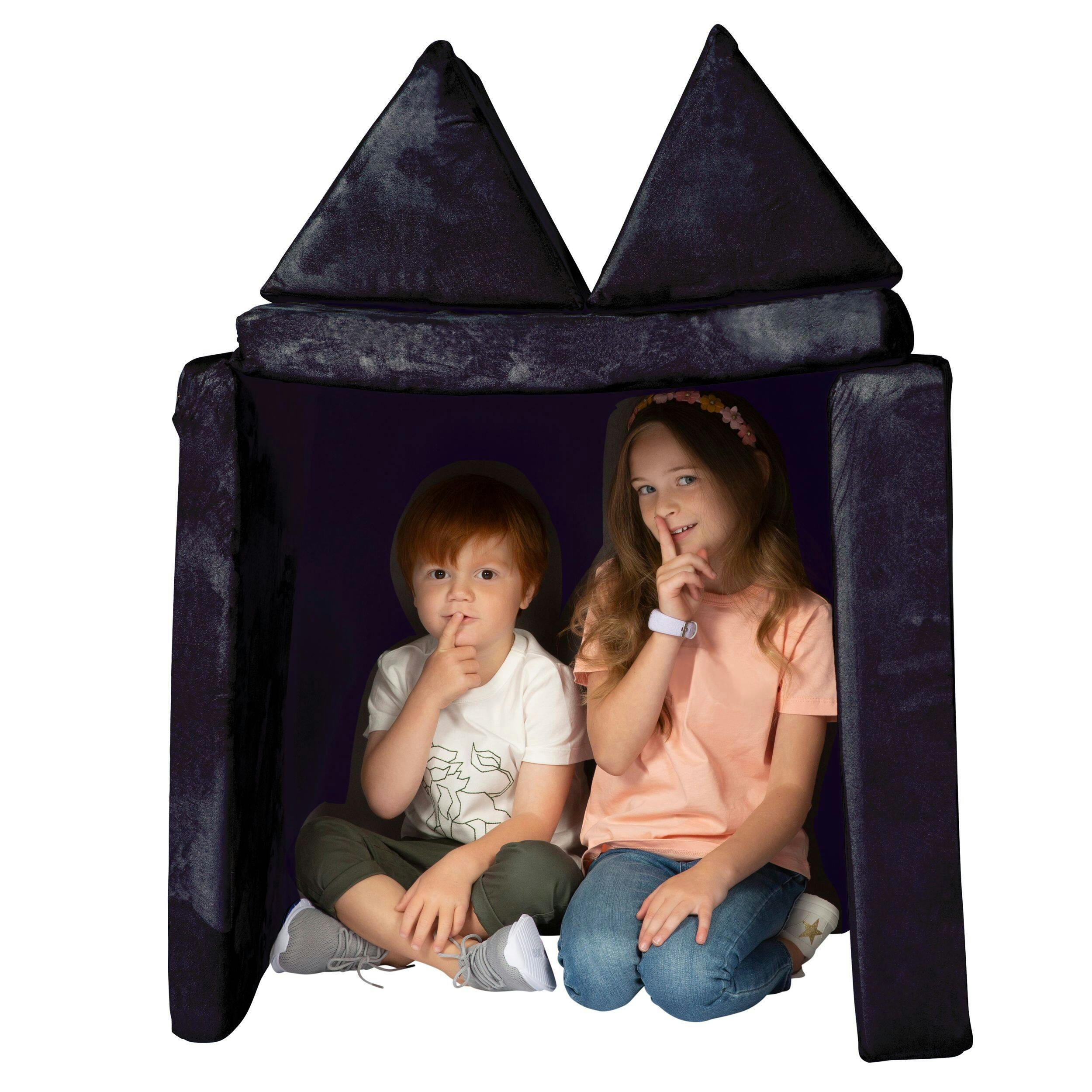 Huddle Machine-Washable Modular Foam Sofa Couch for Kids, Convertible Furniture, Black