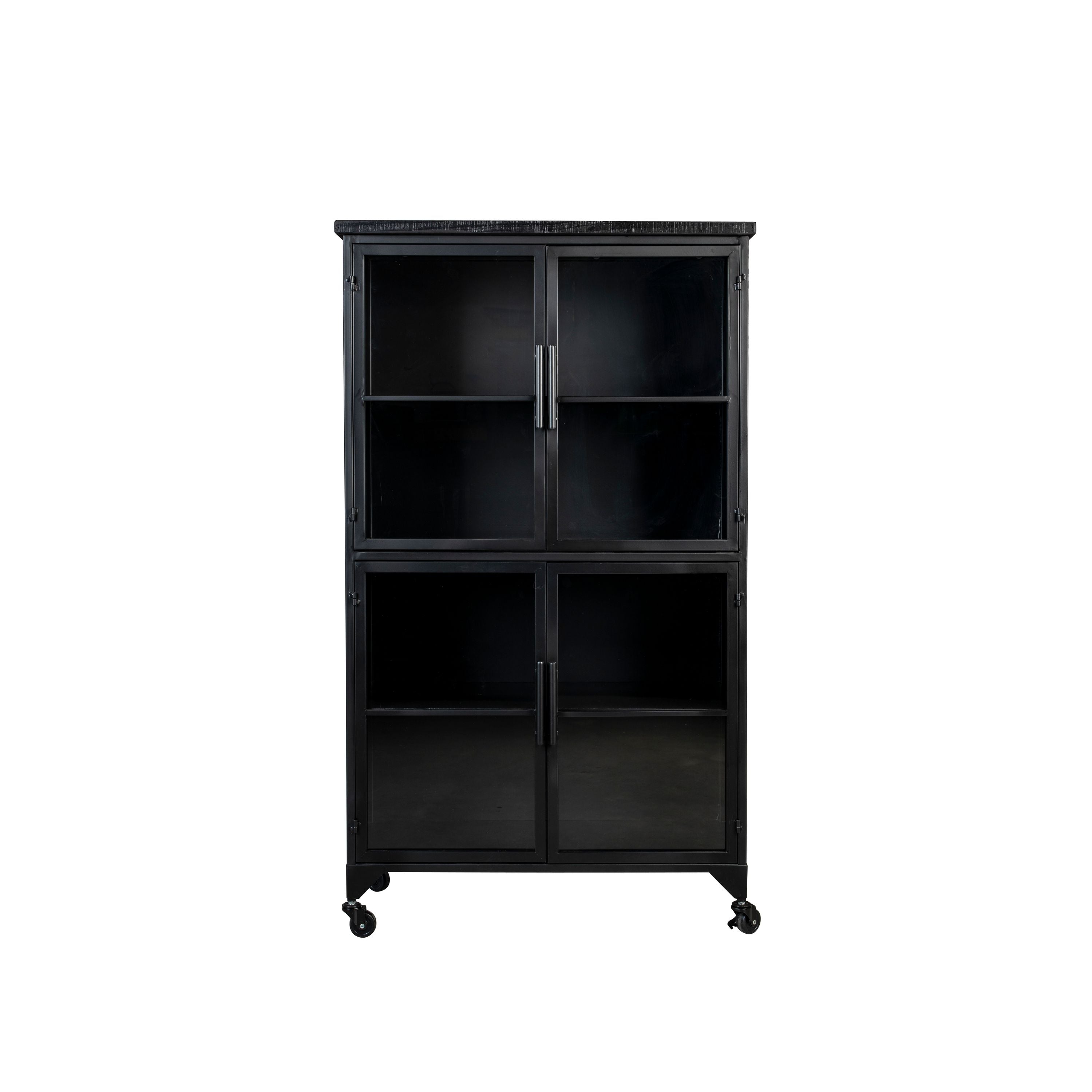 Housecraft Living Ferre Kast op wieltjes Hoog Hout/ Metaal Zwart