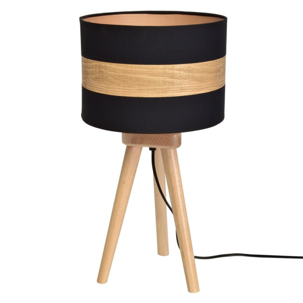 Lampa stołowajasne drewno-czarna TERRA 1xE27x60W wys:45cm Milagro