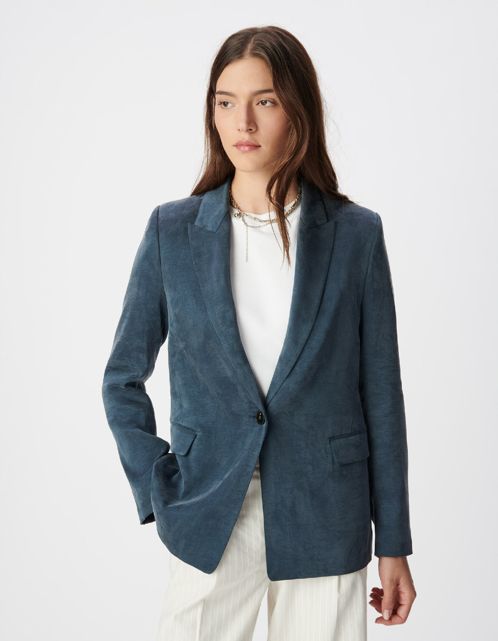 Veste de tailleur bleu marine en Lyocell® Femme