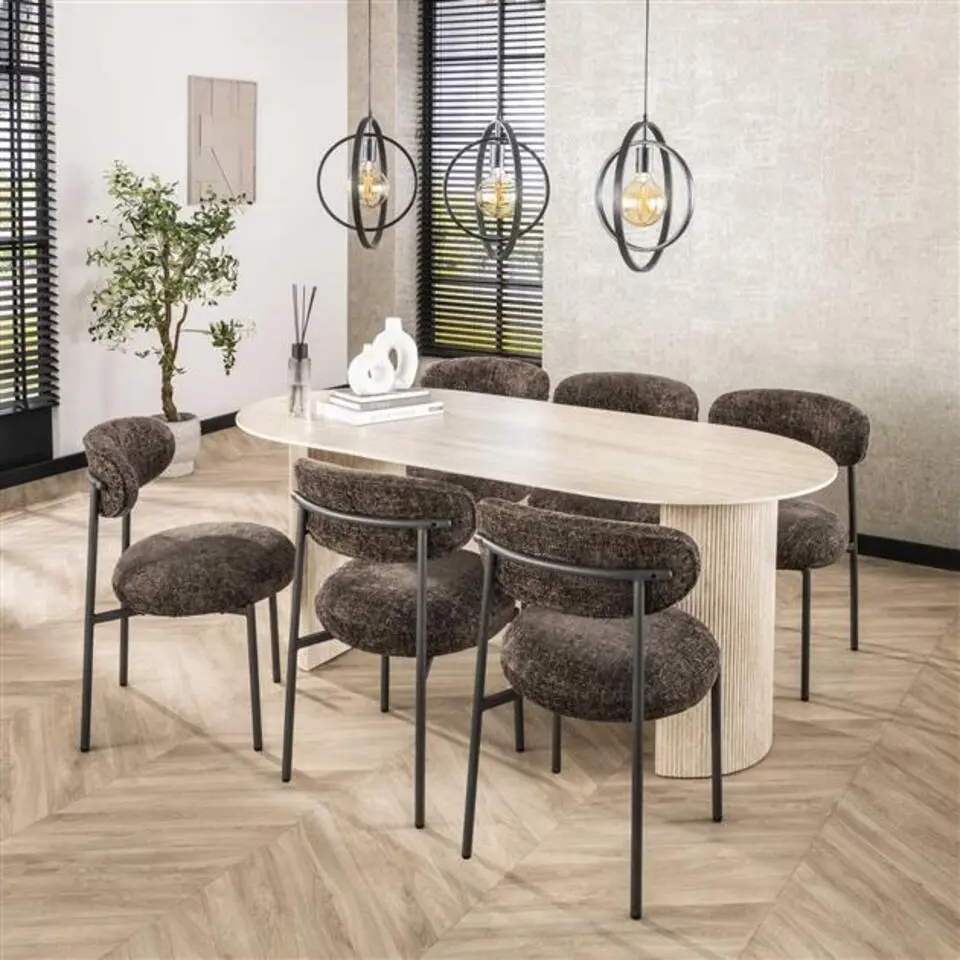 Hoyz Collection - Eetkamerstoel Round - Tissee Cargo Bruin - Set van 2