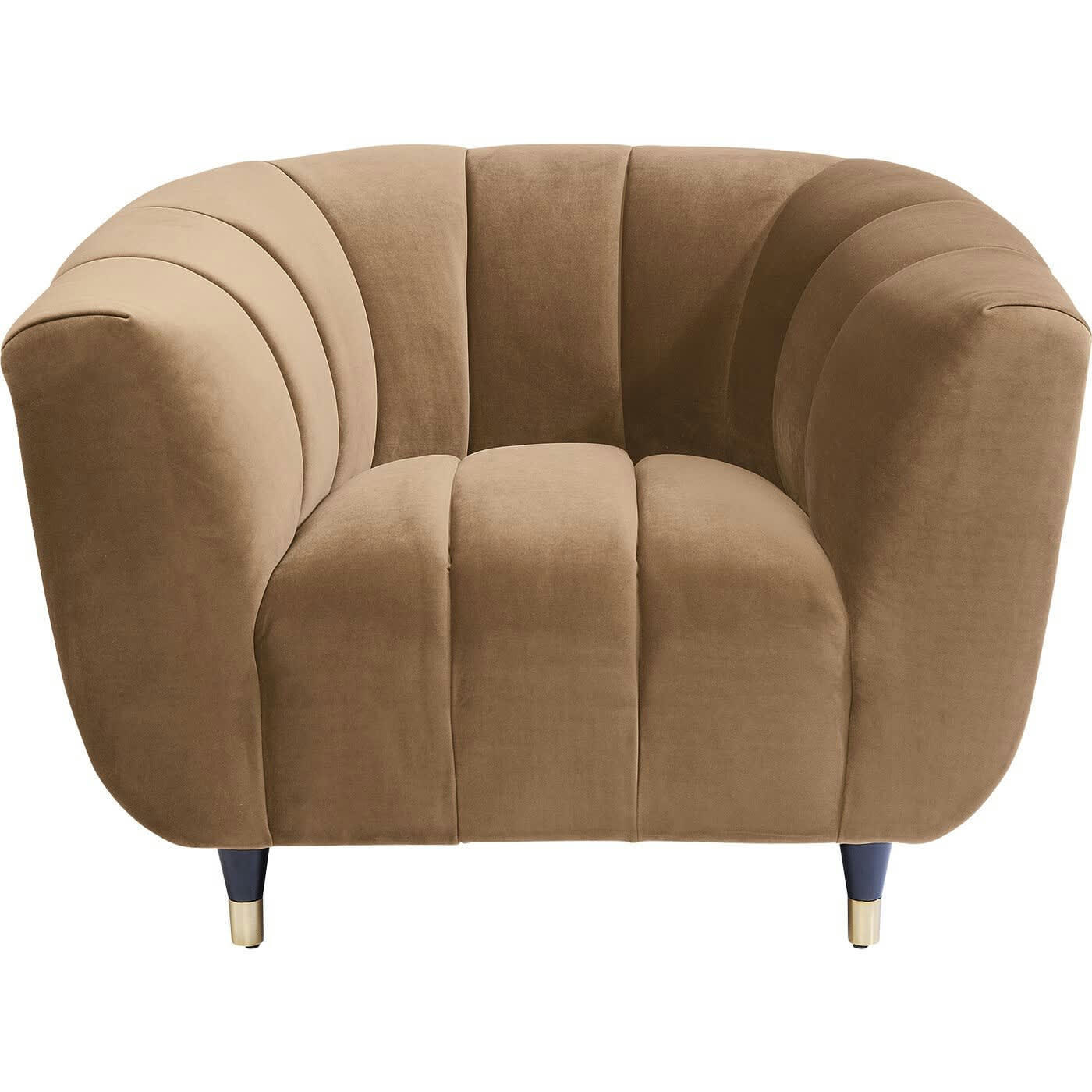 SPECTRA - Fauteuil en velours marron et acier
