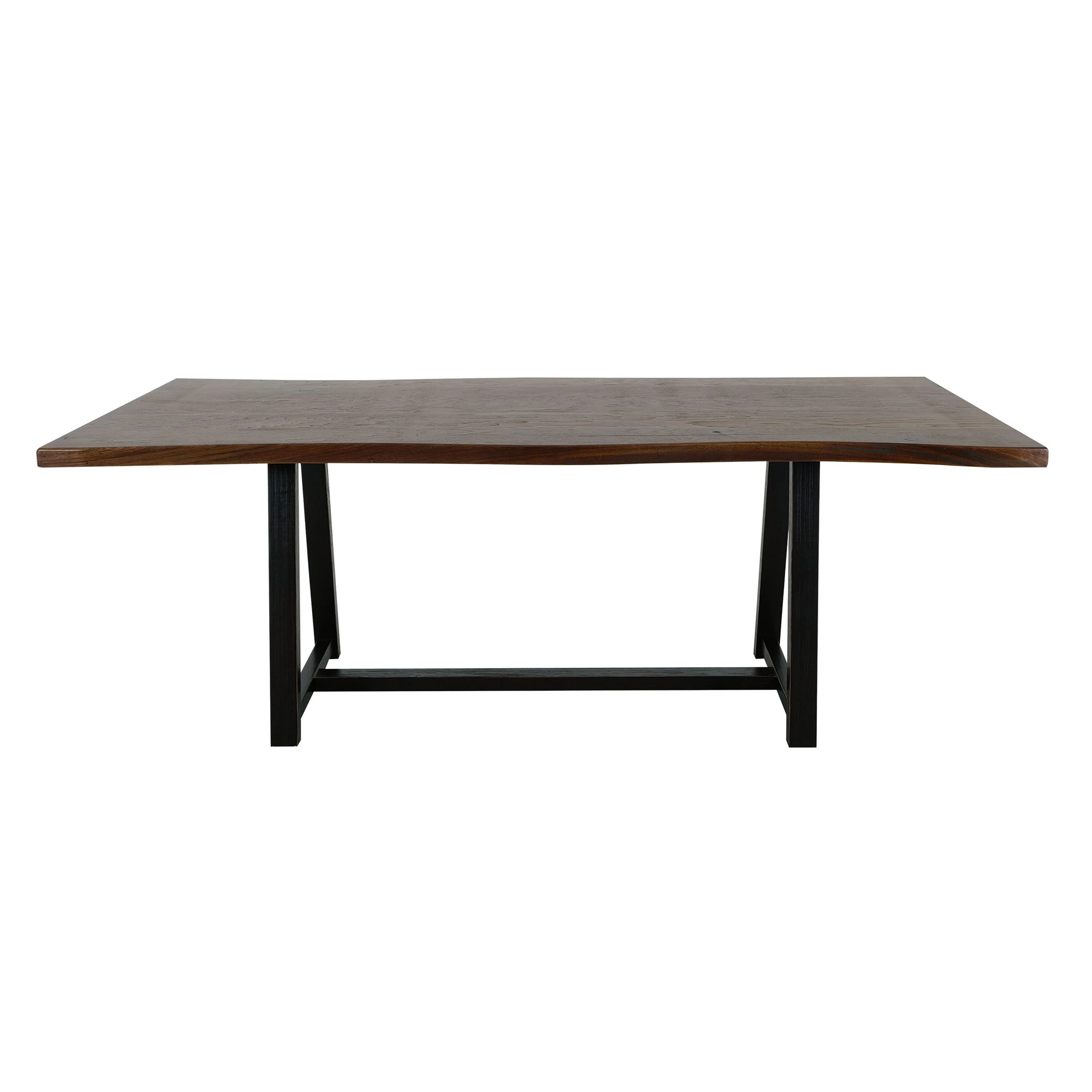 Ally Dining Table with Trestle Base, Live Edge Top, Brown Wood 87 Inch