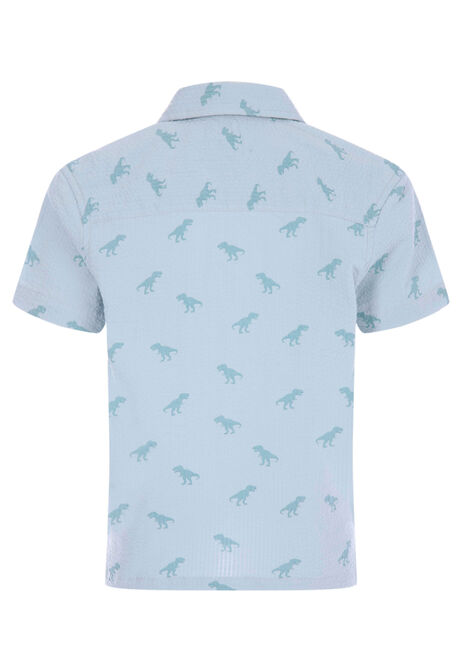 Younger Boys Blue Cotton Dinosaur Shirt