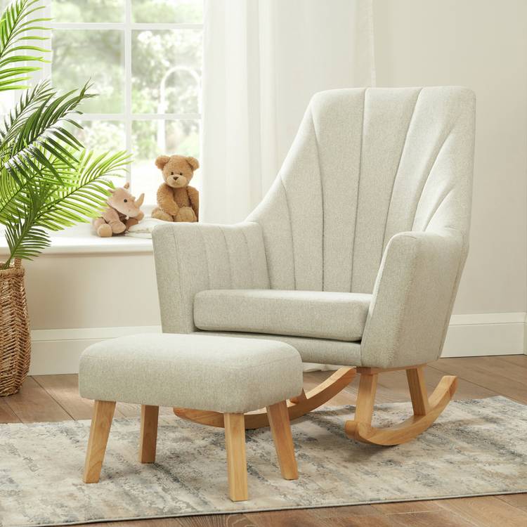 Tutti Bambini Jonah Rocking chair and Stool Pepple - Grey