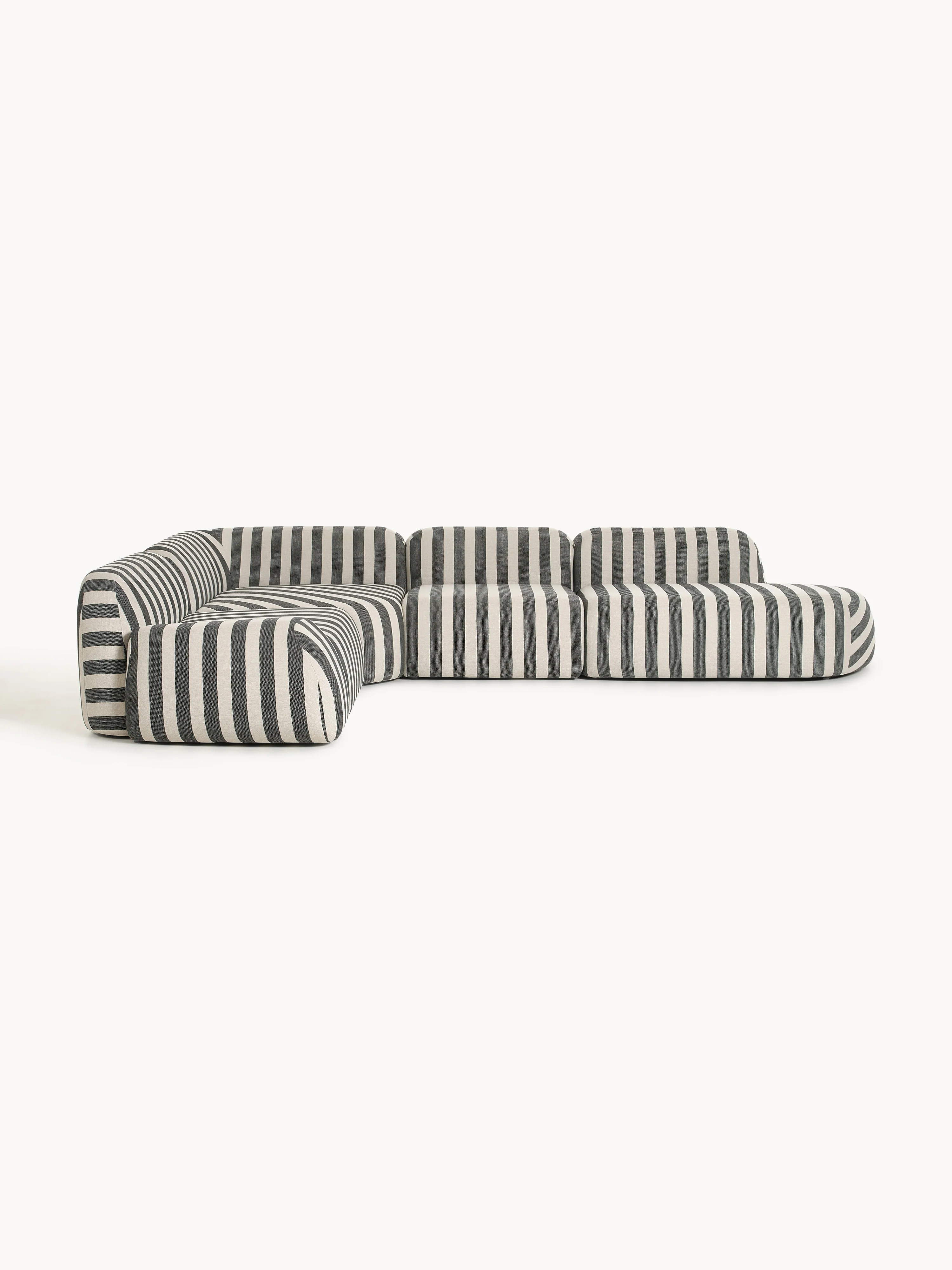 Gestreiftes modulares XL-Ecksofa Wolke (4-Sitzer)