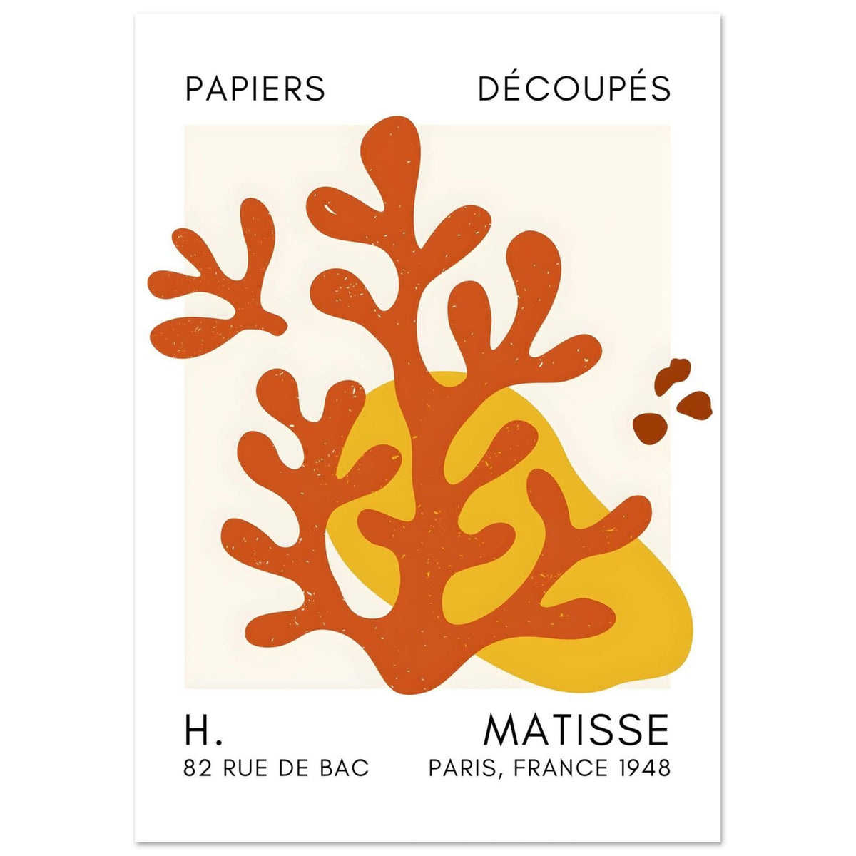 Artfulprints Poster Matisse - Abstract coral orange  - A4 21x29.7 cm - Oranje