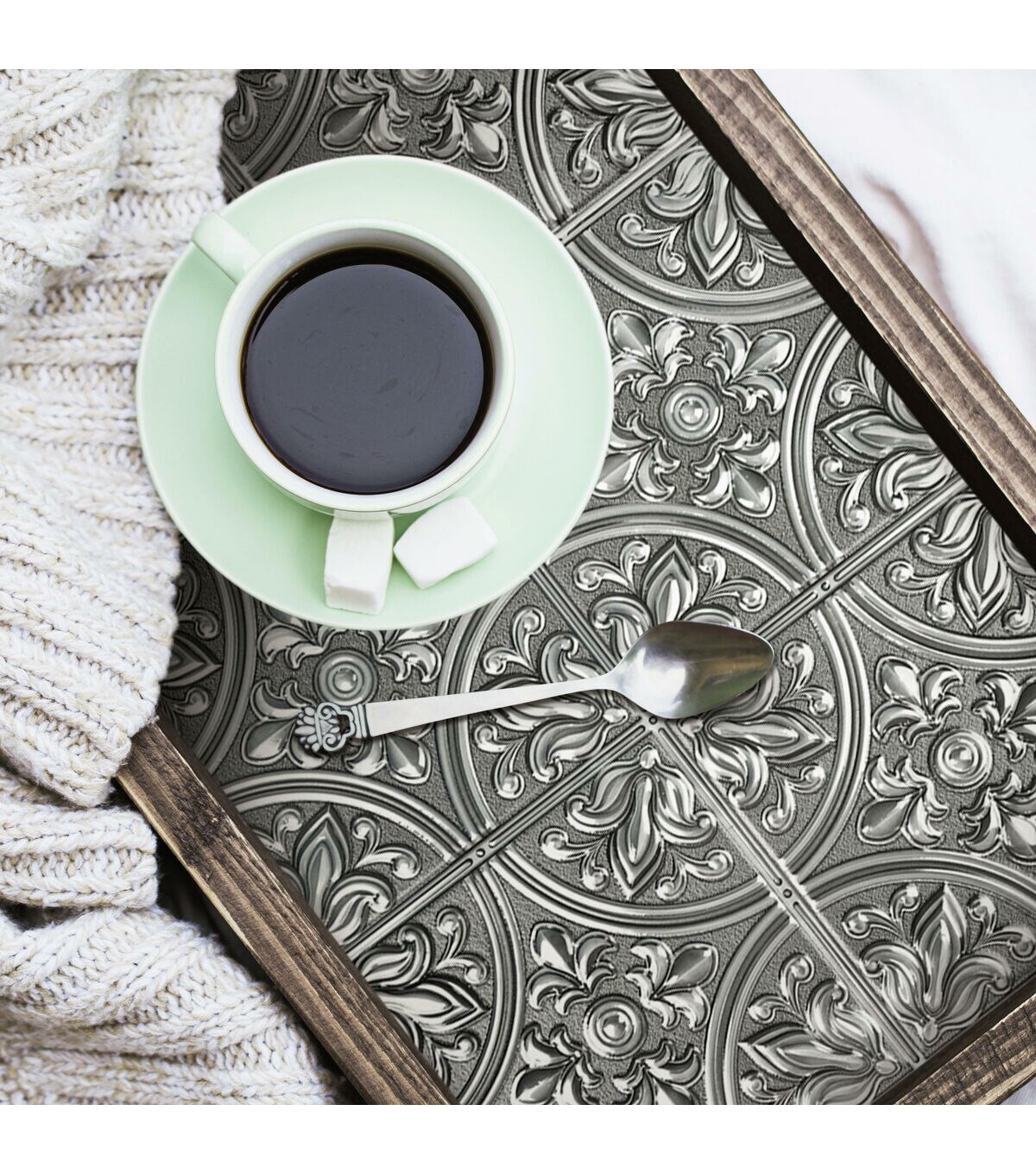 Silver Tin Peel & Stick Tile Backsplash