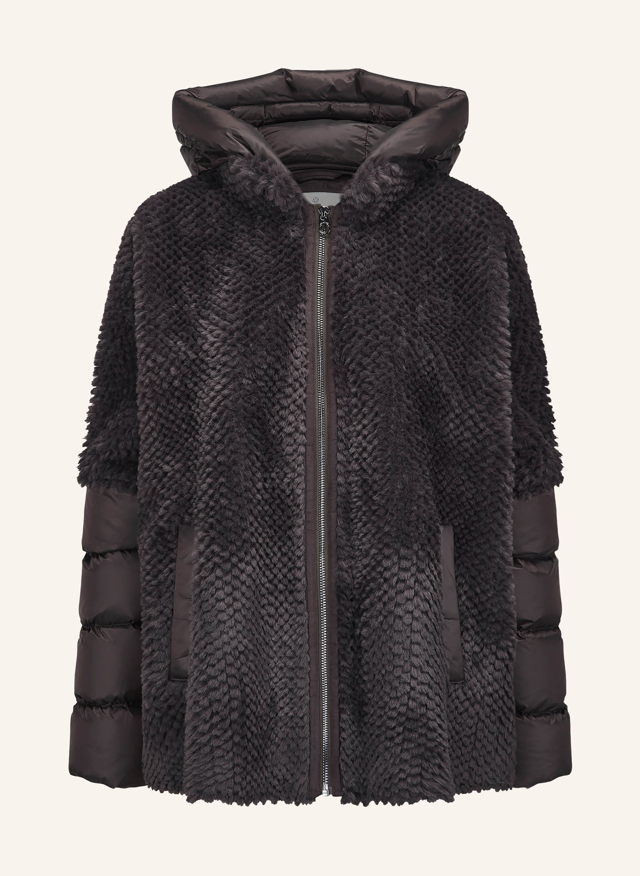 MILESTONE Kunstfell-Jacke MSWEGA mit abnehmbarer Kapuze