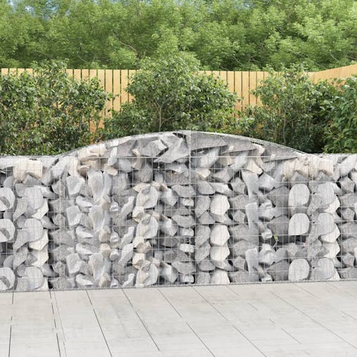 NNEVL Arched Gabion Baskets 2 pcs 400x50x100/120 cm Galvanised Iron