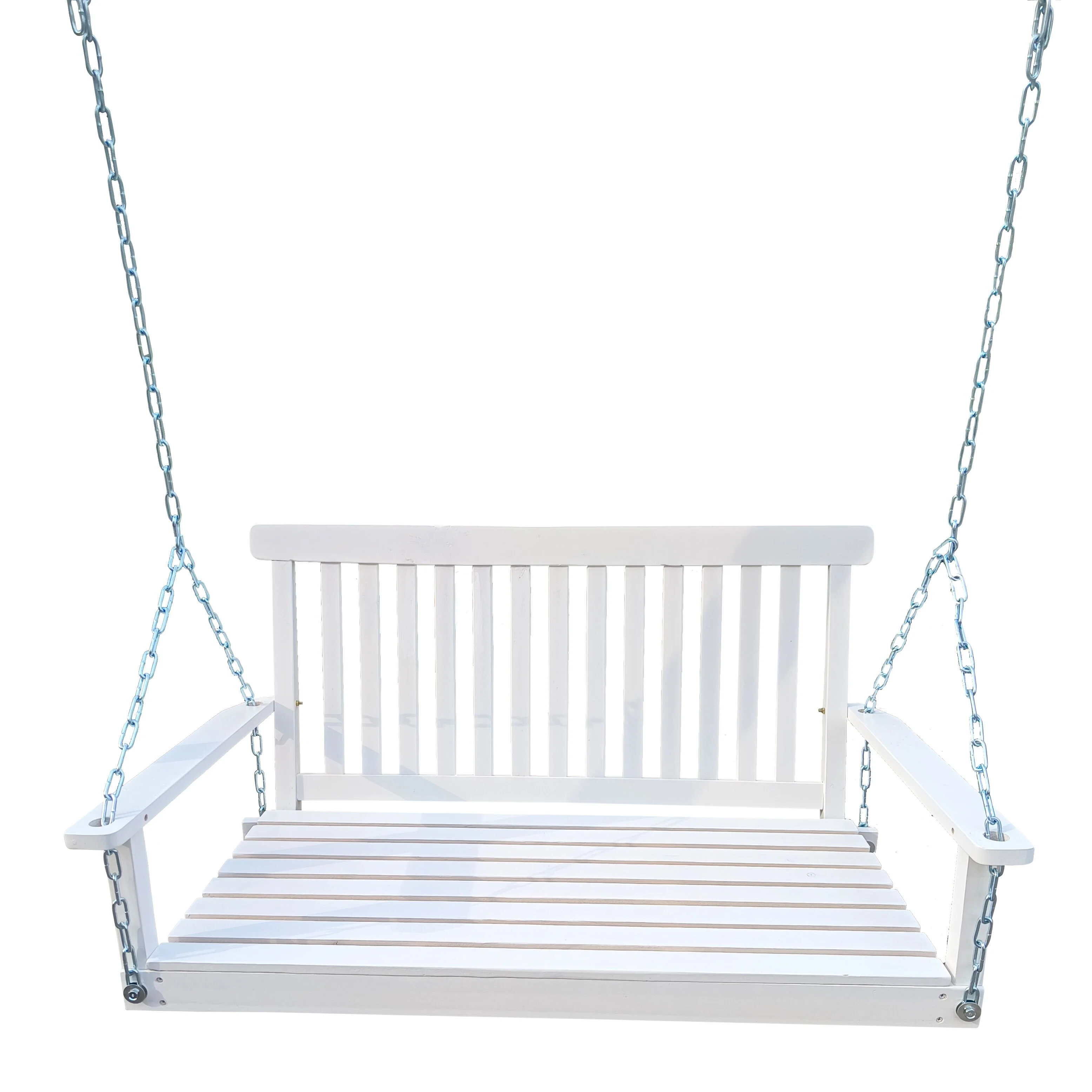 Front Porch Swing with Armrests, Wood Bench Swing with Hanging Chains,for Outdoor Patio ,Garden Yard, porch, backyard
