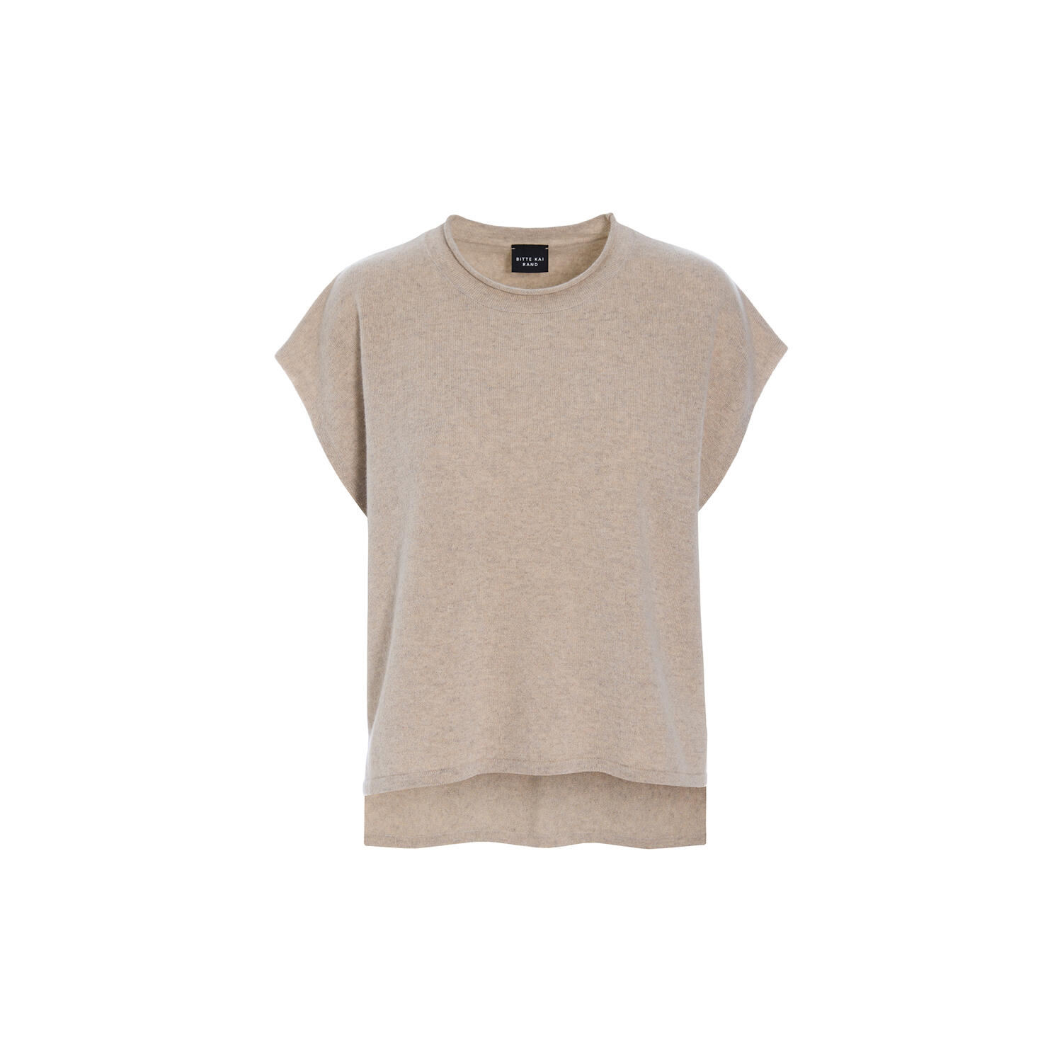 Kumo cashmere &aelig;rmeløs bluse, ivory melange