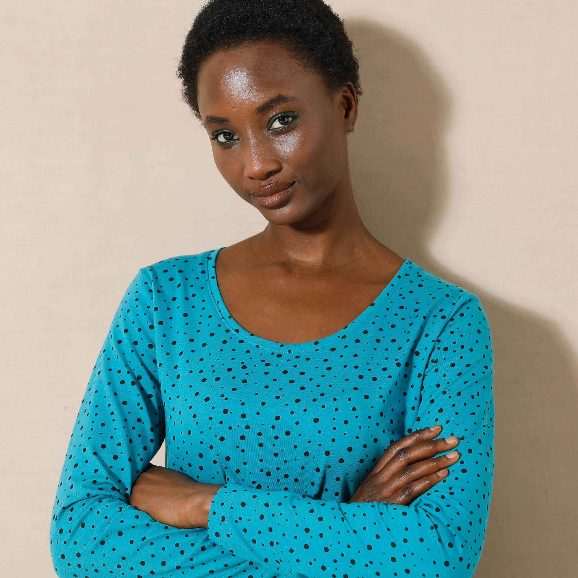 T-shirt imprimé pois en coton biologique(**)